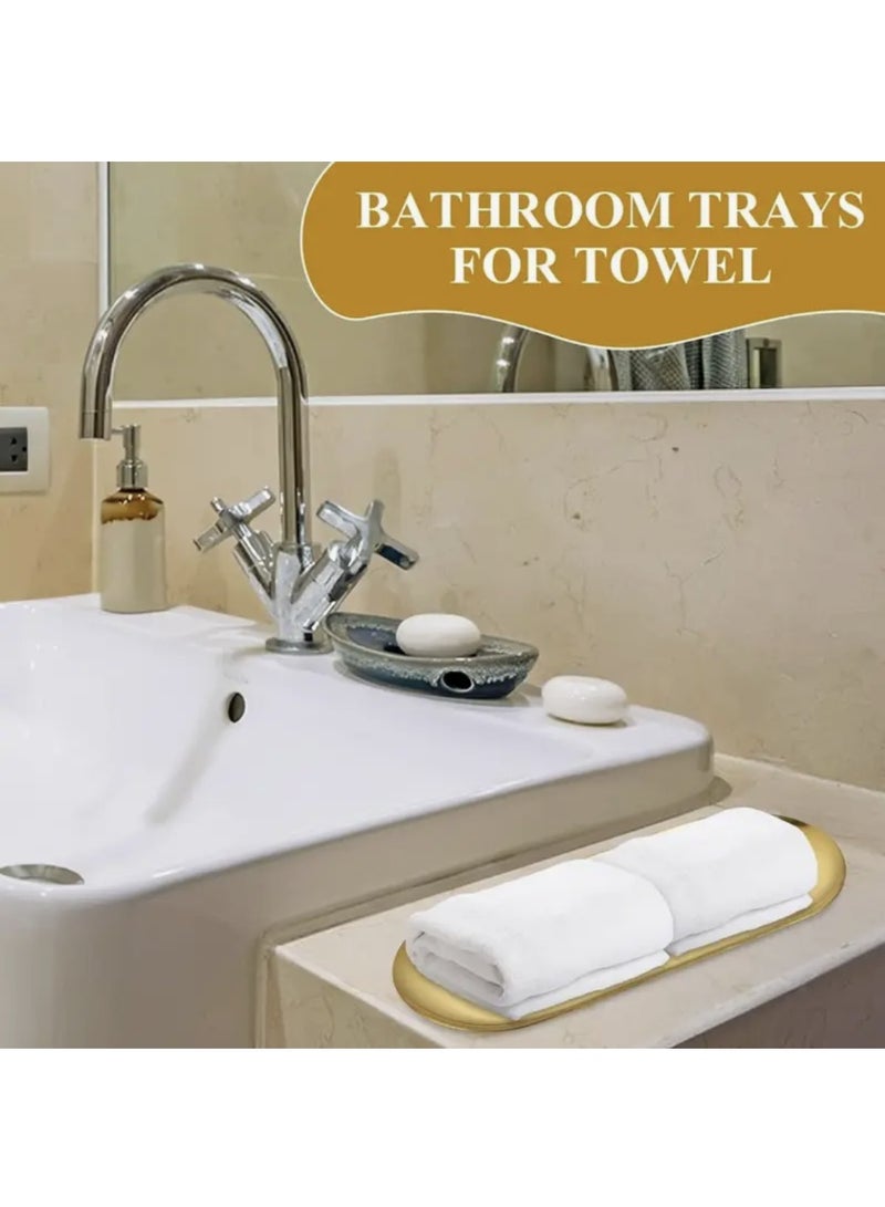 Nakhl 5pcs 26cm Oval Stainless Steel Serving Tray,Golden Decorative Tray Thickened for Entertaining Snack,Jewelry Dish,Cosmetics Organizer,Bathroom - Image 5